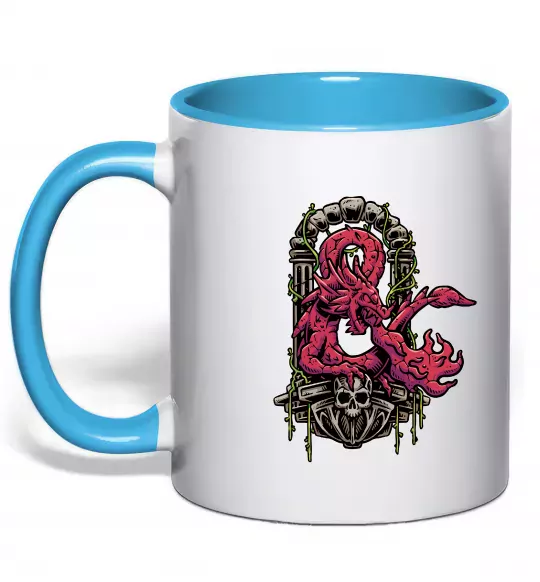 Чашка с цветной ручкой Дракон арка Голубой фото