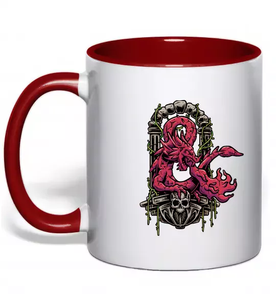 Чашка с цветной ручкой Дракон арка Красный фото