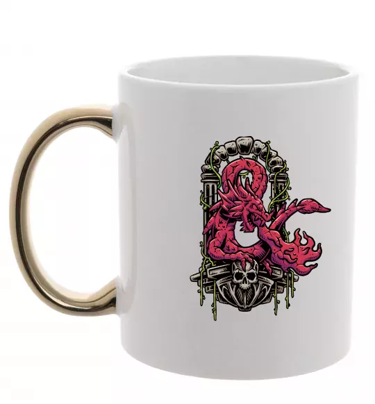 Чашка с цветной ручкой Дракон арка Золото фото