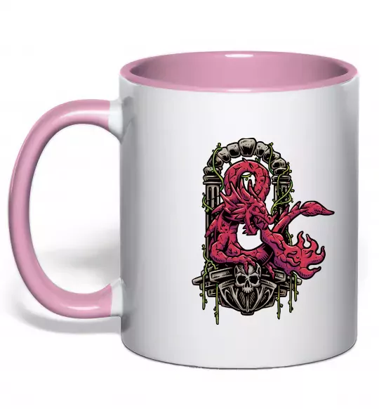 Чашка с цветной ручкой Дракон арка Нежно розовый фото