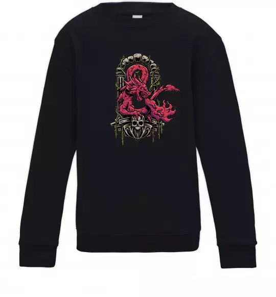 Детский Свитшот Дракон арка Черный фото