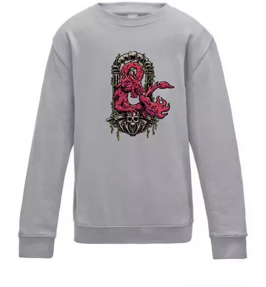 Детский Свитшот Дракон арка Серый меланж фото
