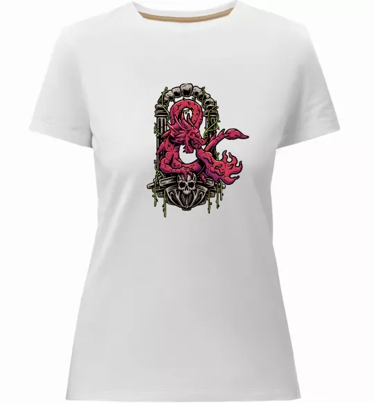 Женская премиум футболка Дракон арка Белый фото