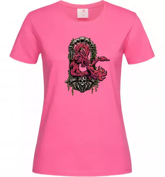 Женская футболка Дракон арка Ярко-розовый фото