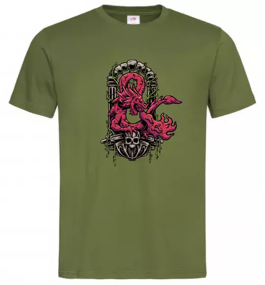 Мужская футболка Дракон арка Оливковый фото