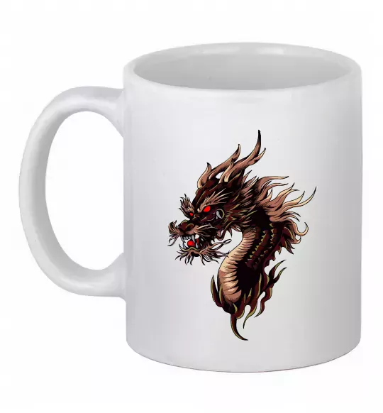 Чашка керамическая Голова дракон Белый фото