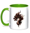Чашка с цветной ручкой Голова дракон Зеленый фото