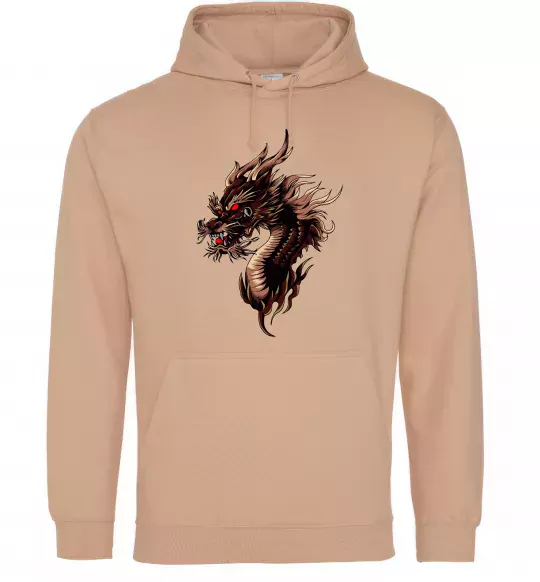 Мужская толстовка (худи) Голова дракон Песочный фото