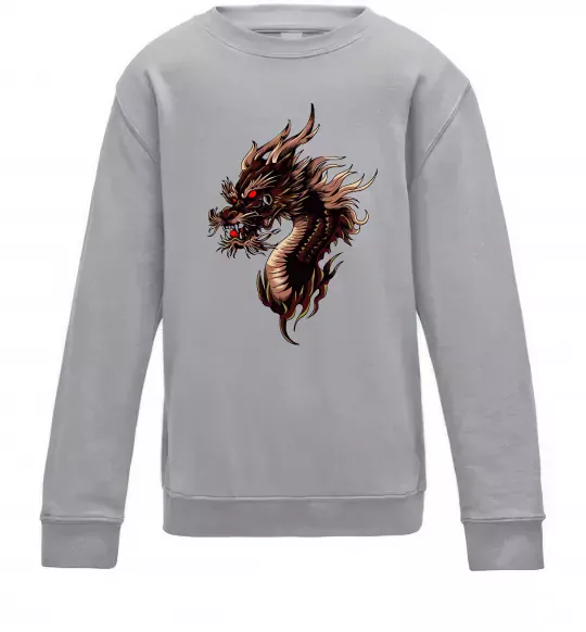 Детский Свитшот Голова дракон Серый меланж фото