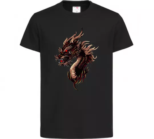 Детская футболка Голова дракон Черный фото