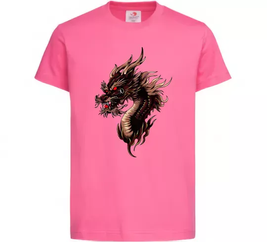 Детская футболка Голова дракон Ярко-розовый фото