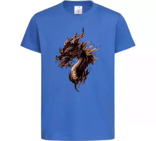 Детская футболка Голова дракон Ярко-синий фото