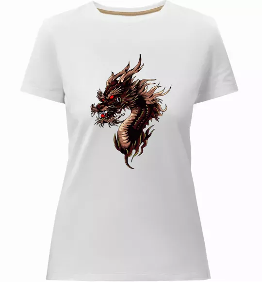 Жіноча преміум футболка Голова дракон Білий фото