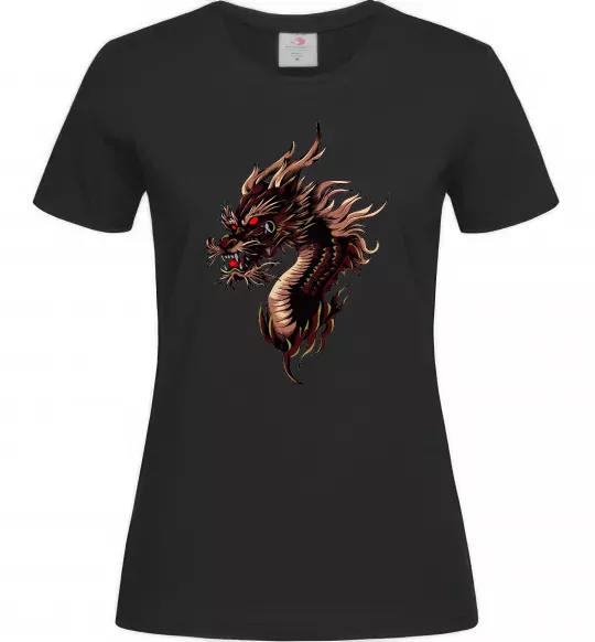 Женская футболка Голова дракон Черный фото
