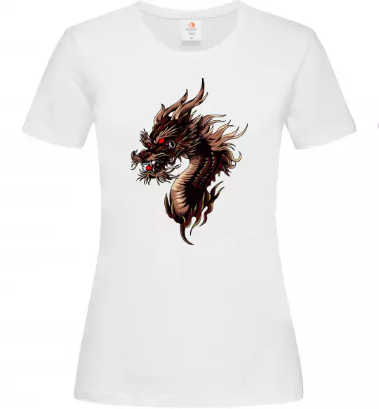 Женская футболка Голова дракон Белый фото