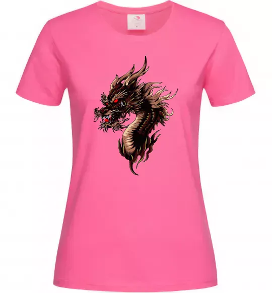 Женская футболка Голова дракон Ярко-розовый фото