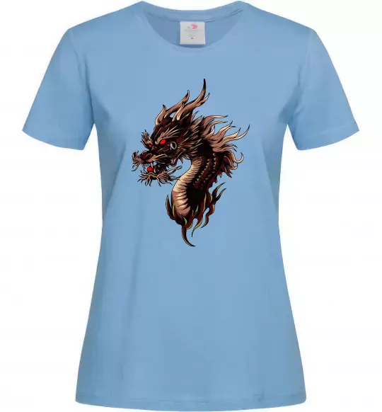 Женская футболка Голова дракон Голубой фото