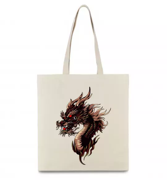 Эко-сумка Голова дракон Бежевый фото