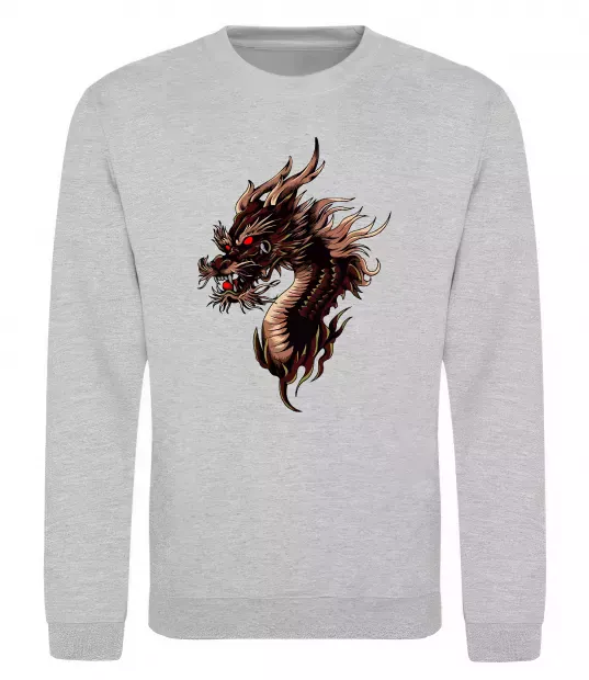 Світшот Голова дракон Сірий меланж фото