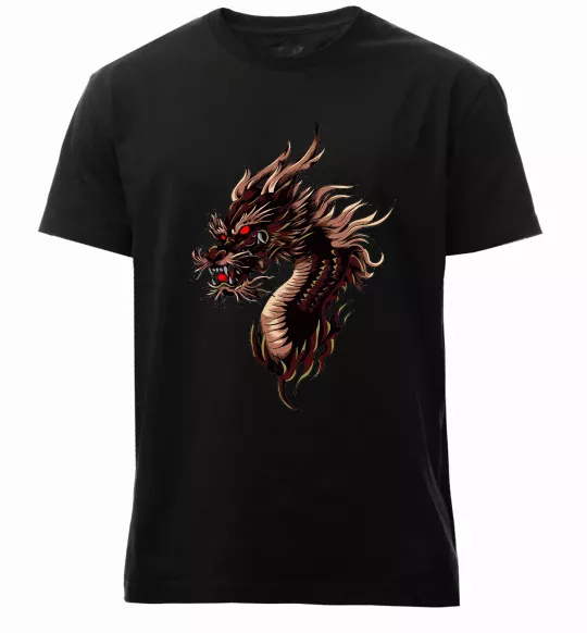 Мужская премиум футболка Голова дракон Черный фото