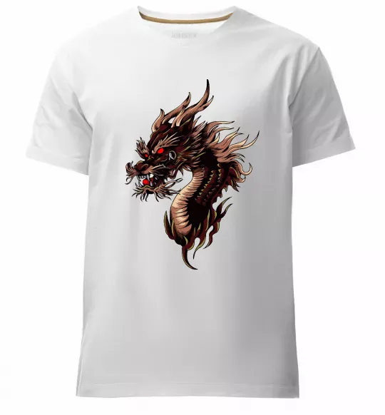 Мужская премиум футболка Голова дракон Белый фото