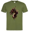 Мужская футболка Голова дракон Оливковый фото