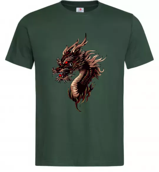 Мужская футболка Голова дракон Темно-зеленый фото