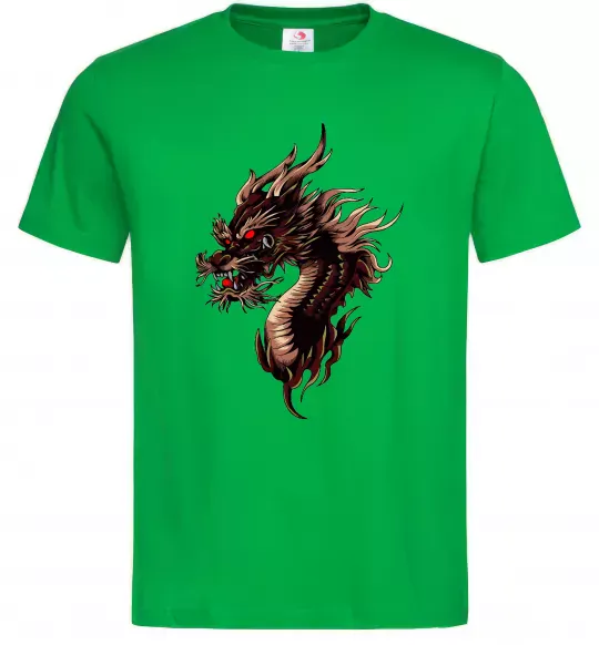 Мужская футболка Голова дракон Зеленый фото