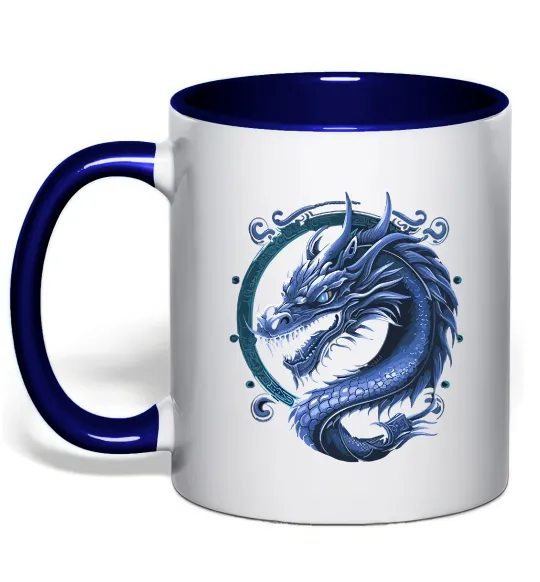 Чашка з кольоровою ручкою Water dragon Глибокий темно-синій фото