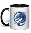Чашка з кольоровою ручкою Water dragon Чорний фото