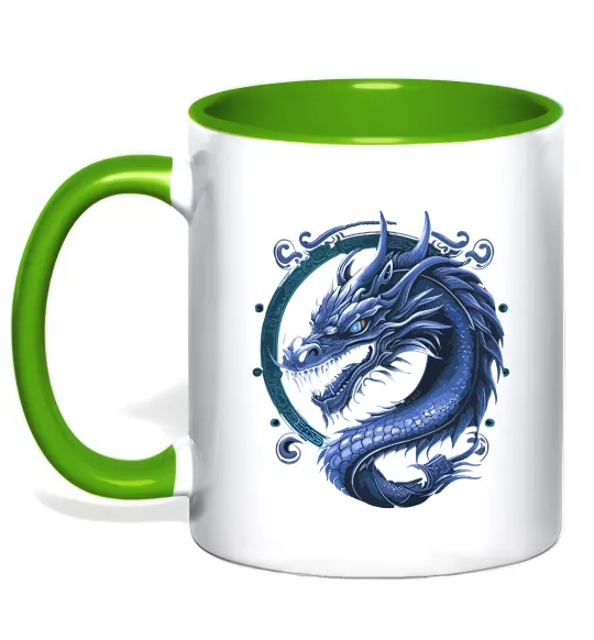 Чашка с цветной ручкой Water dragon Лаймовый фото