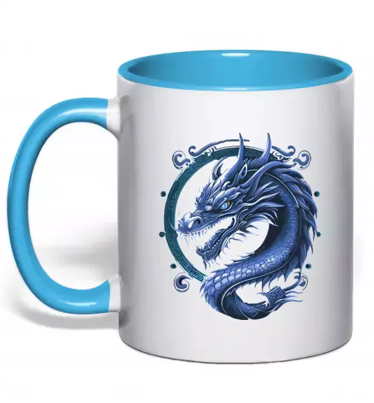 Чашка з кольоровою ручкою Water dragon Блакитний фото