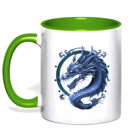 Чашка з кольоровою ручкою Water dragon Зелений фото
