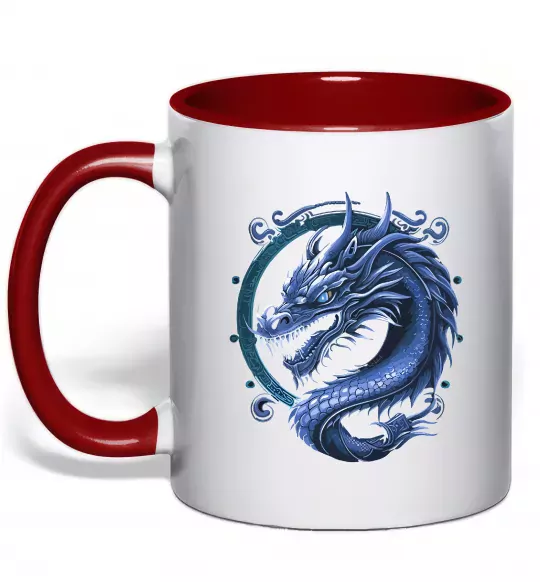 Чашка з кольоровою ручкою Water dragon Червоний фото