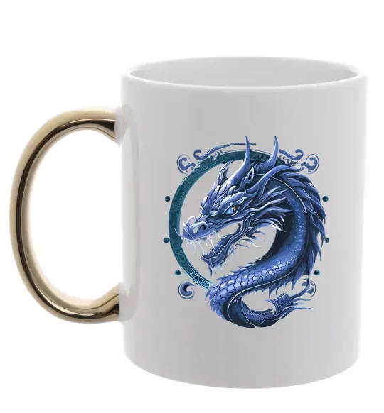 Чашка з кольоровою ручкою Water dragon Золото фото