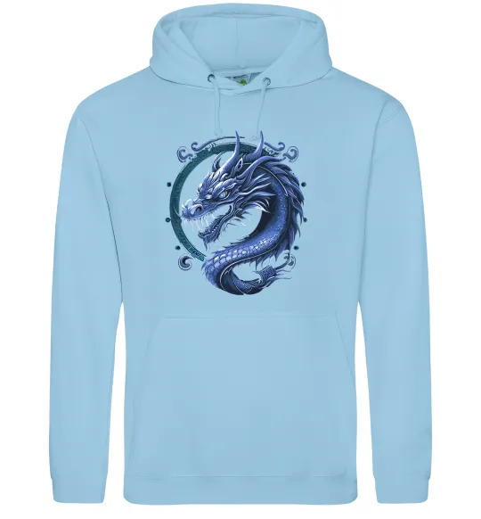 Мужская толстовка (худи) Water dragon Голубой фото