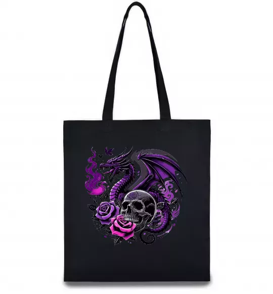 Эко-сумка Violet dragon skull Черный фото