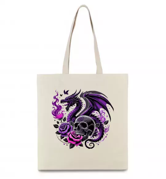 Эко-сумка Violet dragon skull Бежевый фото