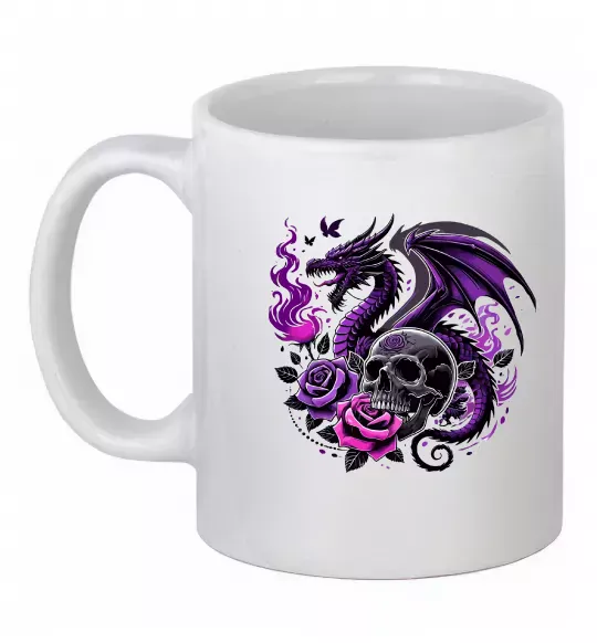 Чашка керамическая Violet dragon skull Белый фото