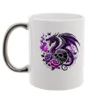 Чашка с цветной ручкой Violet dragon skull Серебро фото