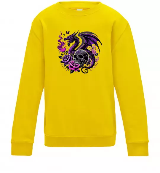 Детский Свитшот Violet dragon skull Солнечно желтый фото
