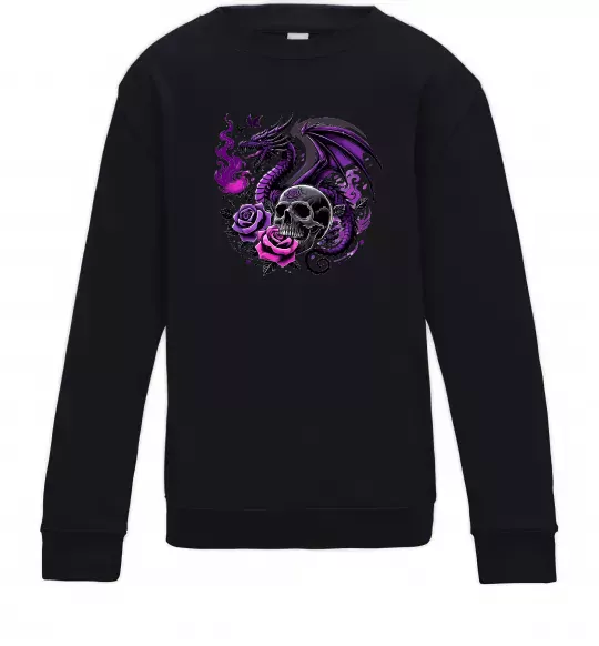 Детский Свитшот Violet dragon skull Черный фото