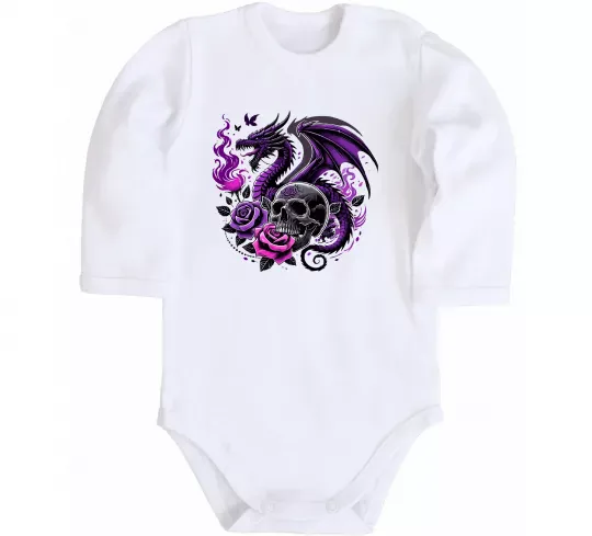Детский боди Violet dragon skull Белый фото
