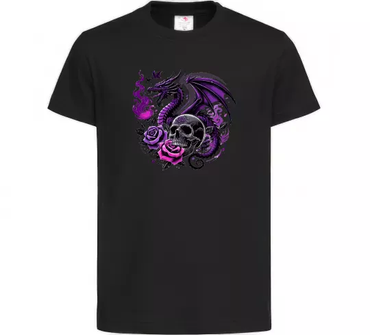 Детская футболка Violet dragon skull Черный фото