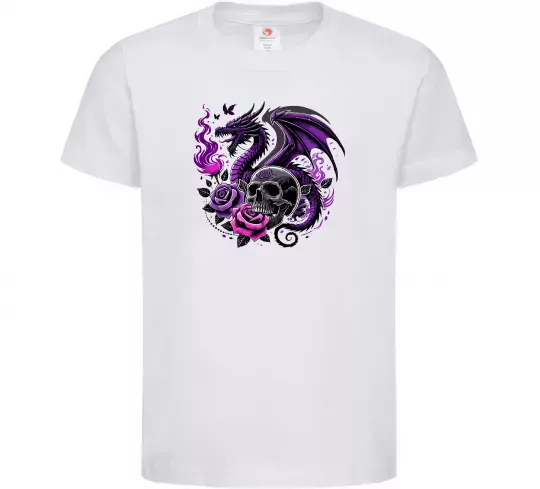 Детская футболка Violet dragon skull Белый фото