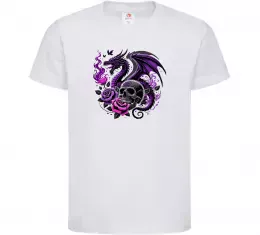 Детская футболка Violet dragon skull Белый фото