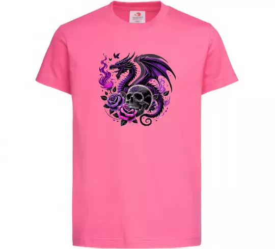 Детская футболка Violet dragon skull Ярко-розовый фото