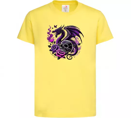 Детская футболка Violet dragon skull Лимонный фото