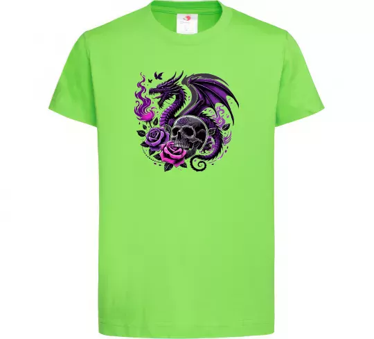 Детская футболка Violet dragon skull Лаймовый фото