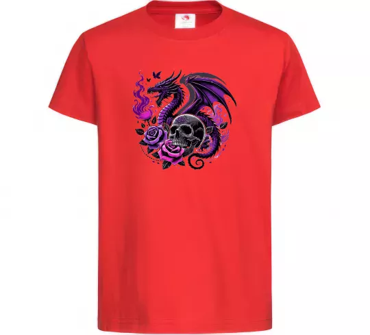 Детская футболка Violet dragon skull Красный фото